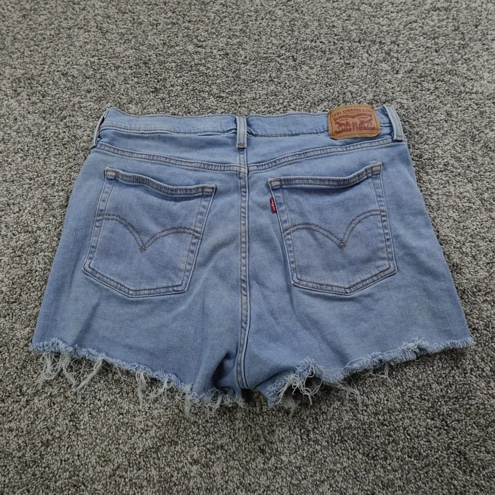 Levis Shorts Womens 33 Blue Denim Cut Off Jean Jorts High Rise Mini Micro‎ Booty